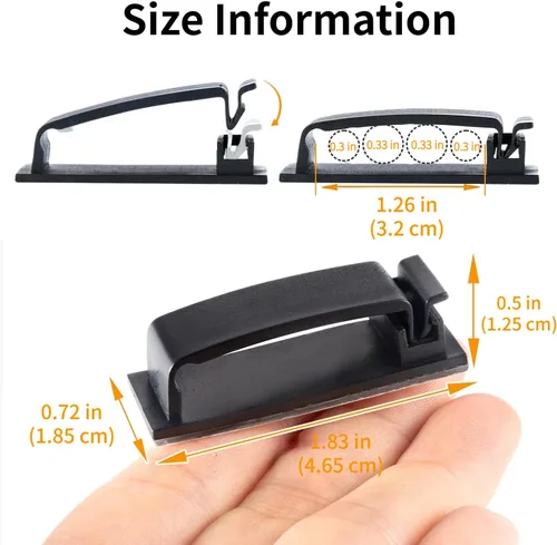 Vista 3 de Clips para cables, 50 unidades, clips autoadhesivos para organizar cables, organizador de cables, soportes para cables para electrodomésticos, PC