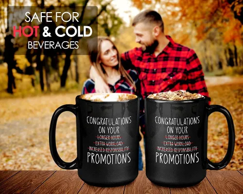 Vista 4 de Bubble Hugs Taza de café de promoción – Felicitaciones por tu promoción – Felicitaciones Buen comienzo trabajo oficina nuevo desafío principiante