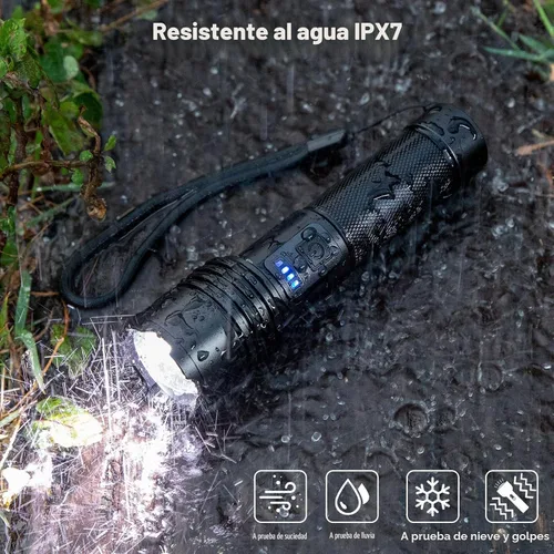 Vista 7 de KINGCAESAR Paquete de 3 linternas recargables de 90,000 lúmenes altos, linterna LED súper brillante con 3 modos de luz, linterna de alta potencia