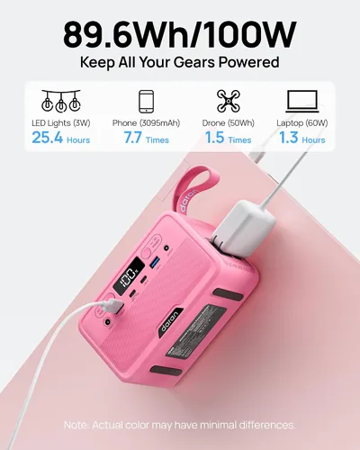 Vista 2 de Estación de energía portátil LiFePO4 de 28,000 mAh, batería de 100 W (pico de 200 W) banco de energía solar, cargador portátil, pequeño generador