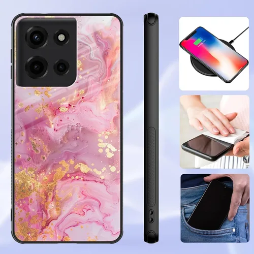 Vista 134 de Funda para Motorola Moto Edge 2022, cubierta trasera de vidrio templado con protector de pantalla, funda protectora a prueba de golpes para Motorola