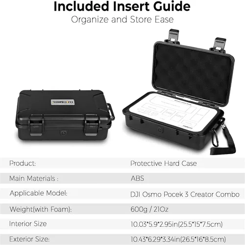 Vista 7 de Estuche rígido impermeable para DJI Osmo Pocket 3 Creator Combo – IP67 carcasa ABS a prueba de golpes, espuma EVA de precisión, estuche