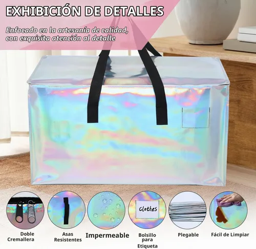 Vista 3 de Paquete de 6 Bolsas de Mudanza Resistentes, Bolsas de Mudanza Extra Grandes, Suministros de Mudanza, Bolsas de Almacenamiento con Asas y E-Multicolor