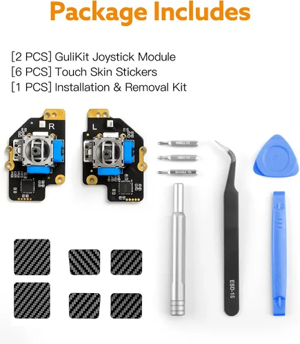 Vista 7 de Sin derivas GuliKit - Módulo electromagnético de joystick para cubierta de vapor 6 calcomanías para la piel Sensor de efecto Hall 3D, juego