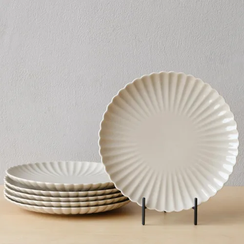 Vista 10 de WENSHUO Juego de 6 platos de cerámica para desayuno, 6.7 pulgadas, pétalos
