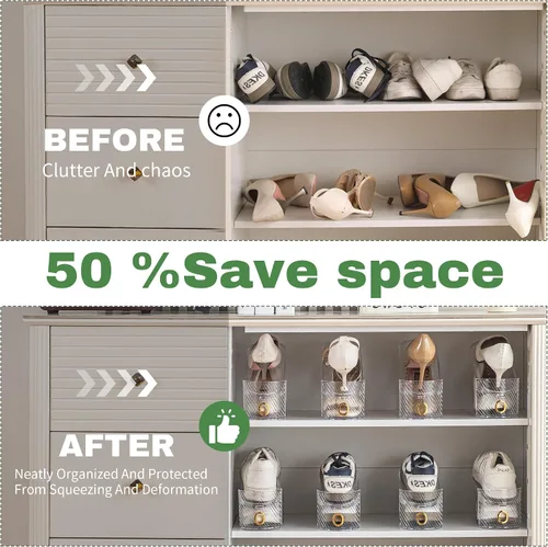 Vista 8 de Organizador de ranuras para zapatos, 10 unidades, ranuras para zapatos, puede ahorrar 50% de espacio en los apiladores de zapatos, dispositivo