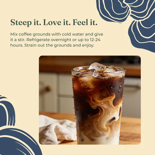 Vista 11 de Four Sigmatic Café Molido Orgánico para Preparación en Frío Tostado Oscuro, Molido Grueso con Melena de León y Chaga Café de Hongos