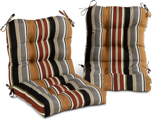 Vista 36 de Greendale Home Fashions Juego de 2 cojines de asiento y respaldo para exteriores, diseño Adobe Stripe 2