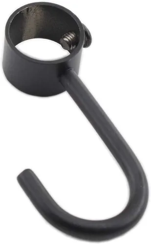 Vista 7 de Paquete de 5 ganchos de acero inoxidable para barra de armario, ganchos negros resistentes para colgar ollas, sartenes, tazas, toallas, guantes