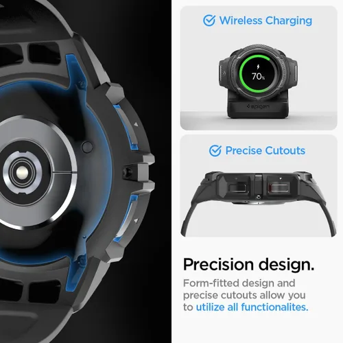 Vista 7 de Spigen Rugged Armor Pro Diseñada para Samsung Galaxy Watch 6 Classic 47mm Funda con Banda Cubierta Protectora de TPU con Correa