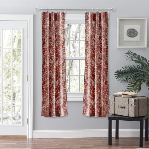 Vista 19 de Ellis Curtain Lexington Leaf Tailored Swags, Azul 56"x36