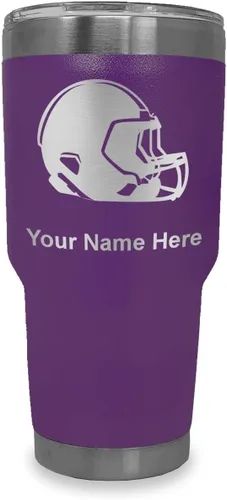 Vista 11 de LaserGram Vaso aislado al vacío de 20 onzas, casco de fútbol, grabado personalizado incluido (morado claro)