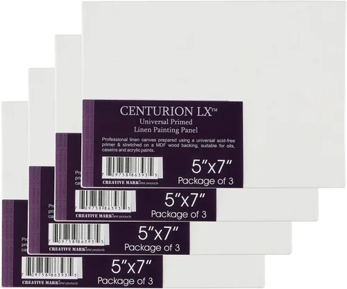 Vista 9 de Centurion All-Media - Paneles de lino imprimado – Paquete múltiple pequeño de 9 a 11 oz tableros de lienzo imprimados universales para pintar