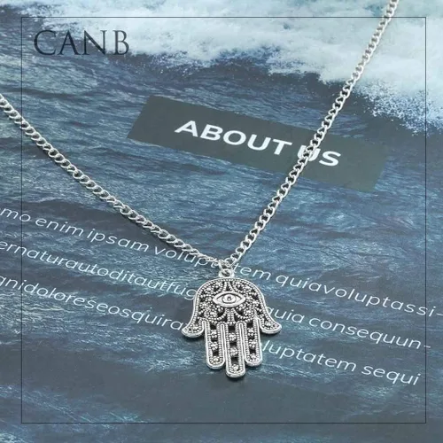 Vista 3 de CanB Pendant Chain Necklace Hamsa Fatima Hand Drop Necklace Evil eye Fashion Jewelry Necklace for Women and Girls