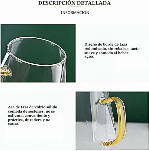 Vista 9 de AEFPOYMXU Juego de 2 tazas de café de vidrio transparente de 10 onzas con asa, resistente al calor, para licor, té, bebidas de leche, café