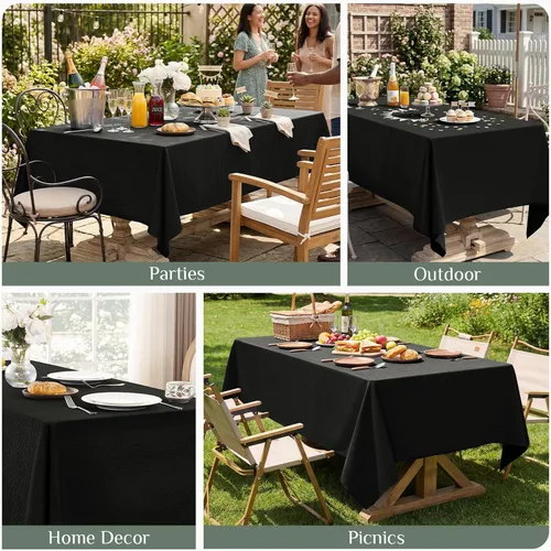 Vista 5 de Softalker Mantel rectangular de jacquard - Fundas de mesa de damasco geométrico, impermeables, resistentes a las manchas, lavables, de poliéster