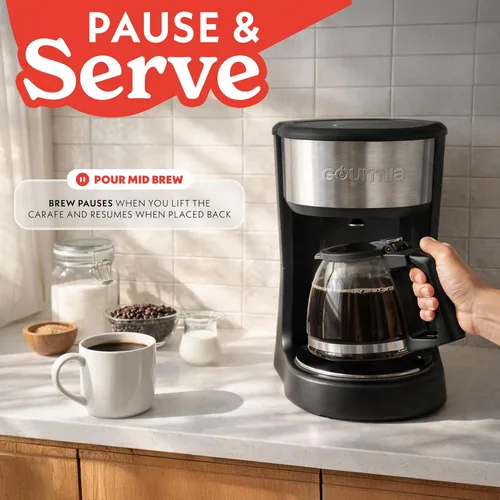 Vista 8 de Gourmia - Cafetera de goteo con capacidad para 5 tazas, jarra de vidrio