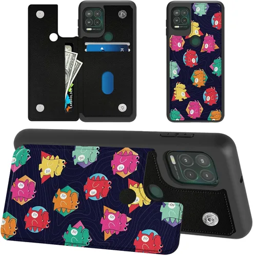 Vista 19 de Funda tipo cartera de mármol abstracto para Moto G Stylus 5G 2021 con tarjetero y bloqueo RFID, piel sintética suave, función atril, cierre