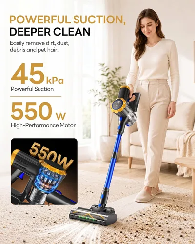 Vista 2 de Aspiradora inalámbrica para el hogar 55 minutos/45 kPa/550 W Azul
