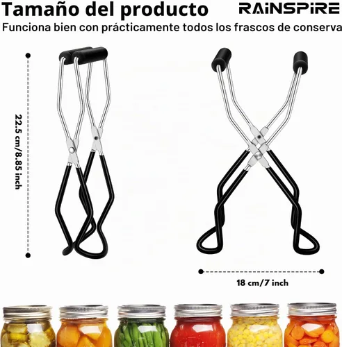 Vista 2 de Rainspire Levantador de tarros de conserva, pinzas para conservas, herramientas de conserva, suministros de conservas para cocina del hogar, acero