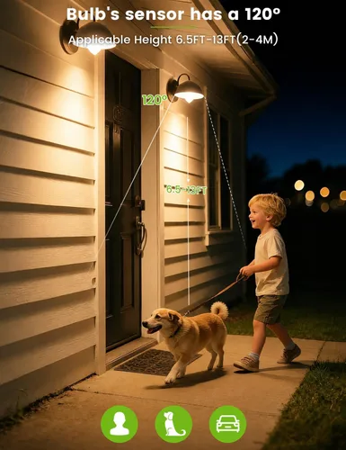 Vista 3 de Motion Sensor Light Bulbs Outdoor 2 Packs 13W(100W Equivalent) Security LED Bulb, Indoor E26, A19, 2700K Warm White Dusk to Dawn Bulb for Garage