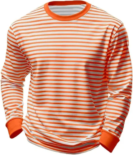 Vista 6 de Camisas a rayas para hombre, manga larga, de gran tamaño, hombros caídos, bloque de color, para trabajo, oficina, uso diario, camiseta básica
