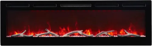 Vista 2 de EDYO LIVING Chimenea eléctrica de 50 pulgadas empotrada y montada en la pared y lineal con temporizador, control remoto, color de llama ajustable