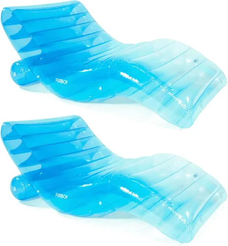 Vista 9 de FUNBOY Tumbona Chaise Inflable Gigante de Lujo Transparente Arcoíris, Silla Flotador de Piscina para Adultos, Perfecto para una Fiesta de Verano