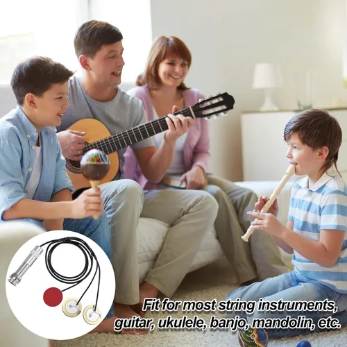 Vista 6 de PAGOW 2 juegos de pastillas para guitarra acústica, líneas negras y tono plateado