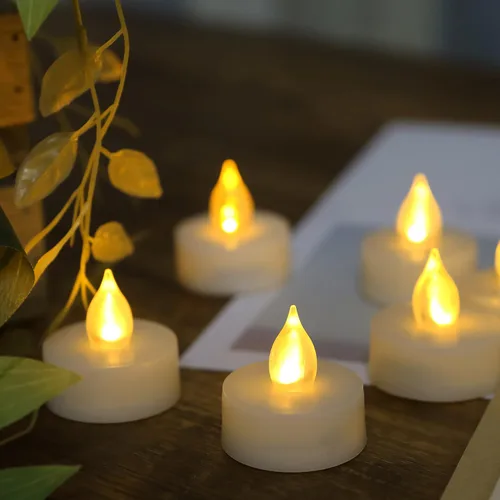 Vista 10 de CANDLE CHOICE Velas de té sin llama que funcionan con pilas, velas LED parpadeantes brillantes para centros de mesa de boda, Halloween, Acción