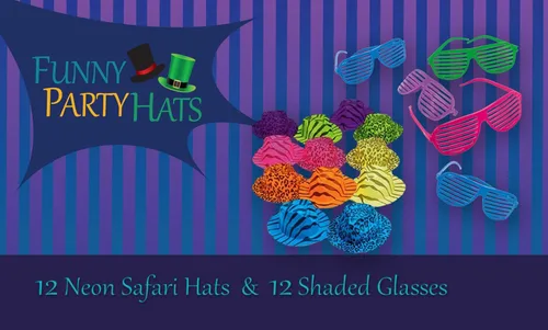 Vista 8 de Funny Party Hats Neon Party Supplies - 80's Style, Neon Gangster Hats, Fedora Party Hats WNeon Mini Boas - Party Dress Up