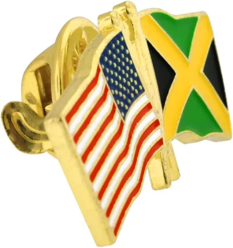Vista 19 de PinMart Pin de solapa esmaltado con bandera de la amistad cruzada de Estados Unidos y el mundo