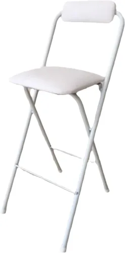Vista 8 de Taburete de bar plegable con respaldo, estilo moderno/minimalista, negro/blanco, asiento de piel sintética, 3 opciones de altura: 25.5/27.5/29.5