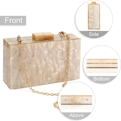 Vista 2 de Monederos y bolsos de acrílico con mármol para mujer elegante banquete de noche caja de mano cruzada