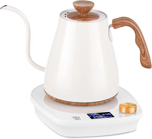 Vista 8 de Hervidor eléctrico de cuello de cisne, control inteligente de temperatura, interior de acero inoxidable, calentamiento rápido, para café de filtro