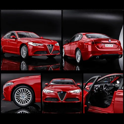 Vista 7 de HTLNUZD Bburago - Coche de carreras de aleación 1/24 para Alfa Romeo Giulia, coche deportivo estático, exhibición de vehículos de fundición a
