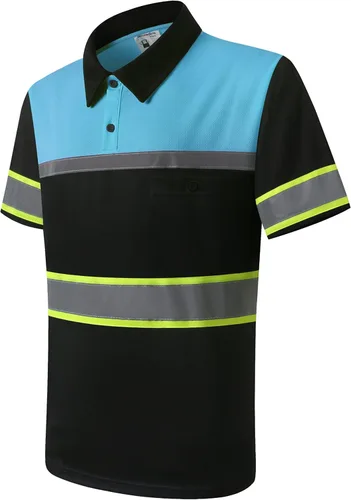 Vista 14 de Camisas de seguridad HoliSecure para hombre, camisas polo reflectantes de alta visibilidad para hombre con bolsillo, ropa de trabajo de manga corta