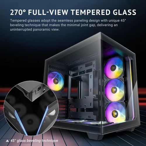 Vista 2 de Antec C5 ARGB, 7 x 120mm ARGB PWM ventiladores incluidos, hasta 10 ventiladores simultáneamente, puerto Type-C 3.2 Gen 2, paneles frontales