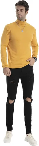 Vista 61 de Camiseta de manga larga para hombre, ajustada, ligera, con cuello de tortuga