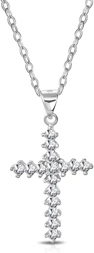 Vista 4 de Collar con Colgante de plata de ley 925claro cz Religiosa Cruz Latina, 18