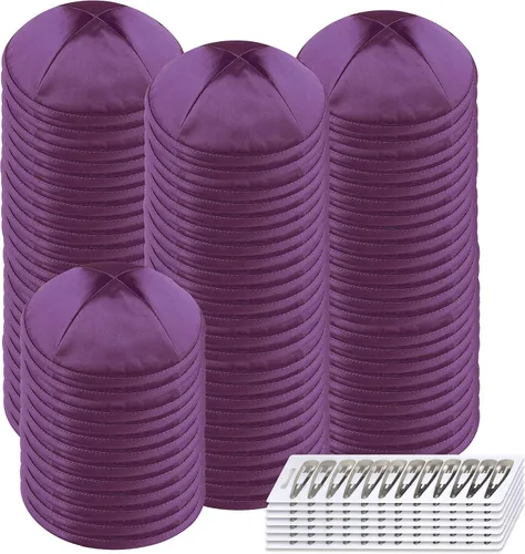 Vista 41 de Zion Judaica Deluxe Satin Kippah Yarmulkes para niños, adolescentes y adultos, 6.25 pulgadas, opciones multicolores, diseño de 4 paneles Negro