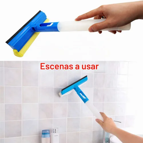 Vista 5 de Limpiador de ventanas de coche con esponja y cuchilla de goma, limpiador con botella de spray 3 en 1, multiusos, para interiores y exteriores 1