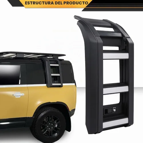 Vista 7 de CNNELL Escalera de acceso lateral para portaequipajes compatible con Land Rover Defender 90/110 2020-2023 L663