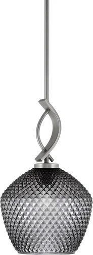 Vista 130 de Toltec Lighting Cavella Stem Colgado Mini colgante, acabado grafito, vidrio de muselina blanca de 4 pulgadas