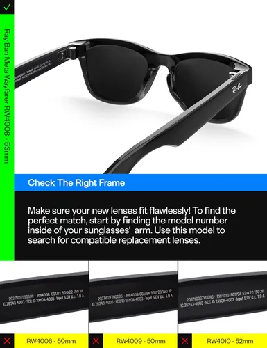 Vista 2 de Set of 5 Replacement Lenses for Ray-Ban Meta Gen1&2&3 AI Glasses Stealth Black & Fire Red & Ice Blue & Silver Titanium & HD Clear