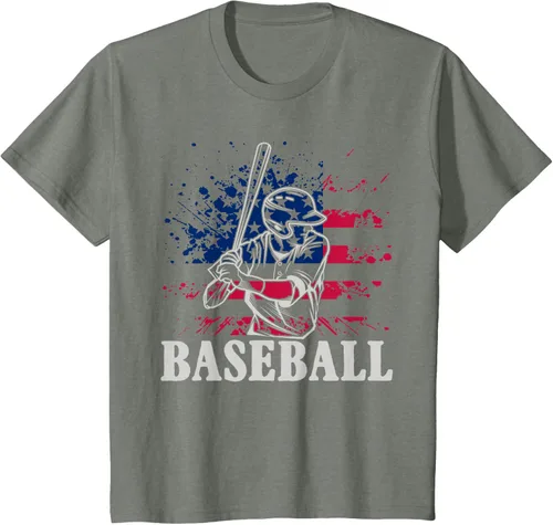 Vista 86 de Camiseta de béisbol deportiva estadounidense con bandera estadounidense, Negro, S