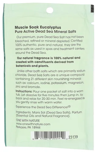 Vista 2 de One With Nature Paquete de sal de baño de eucalipto del Mar Muerto, 2.5 oz