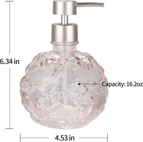 Vista 2 de Dispensador de Jabón de Vidrio Transparente con Bomba, Dispensador de Jabón Recargable para Baño, Cocina y Encimera, Diseño Elegante y Duradero