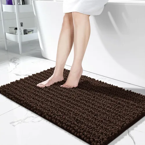 Vista 132 de Yimobra Alfombras de Baño Antideslizantes Lavables - Alfombra de Baño de Chenilla Ultra Suave Absorbente, Alfombra Peluda de Secado Rápido para Negro