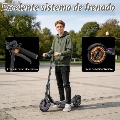 Vista 4 de Electric Scooter Adults & Kids,350/250W Powerful Motor,15/10 Miles,19/9 Mph,8.5/6.5" E Scooter with LCD Display Púrpura